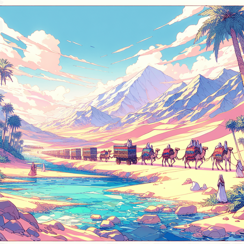 رحلة القافلة عبر الصحراء