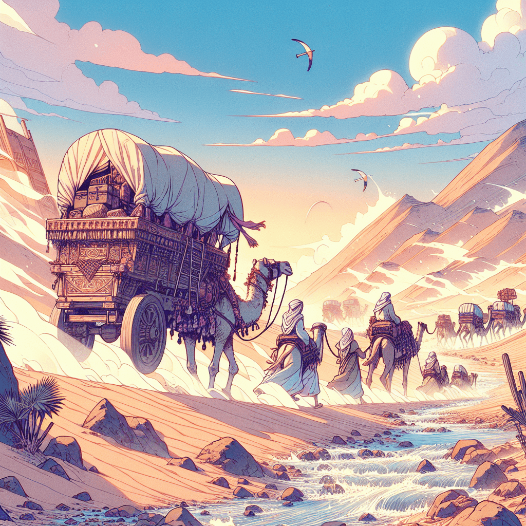 رحلة القافلة عبر الصحراء